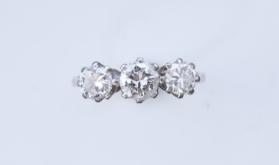 A three-stone diamond ring